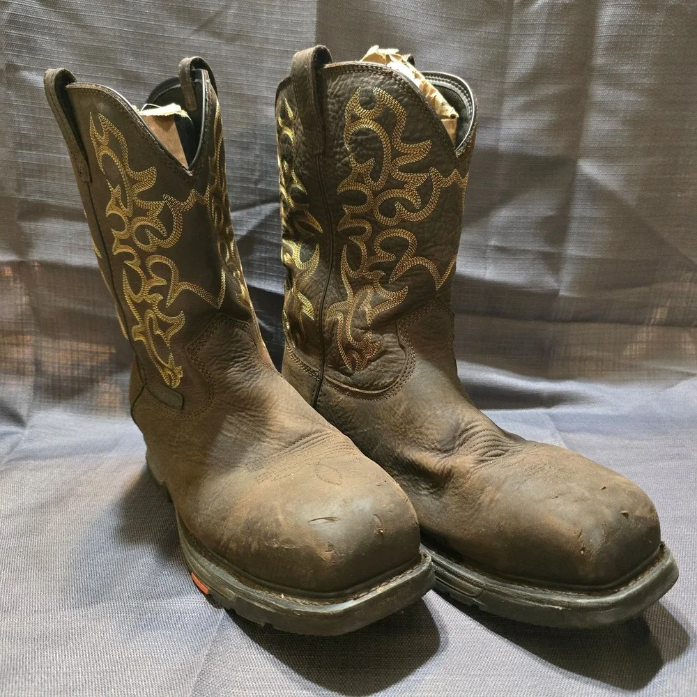 Brunt Vastbinder Welted Comp Toe Men 14 Brown Leather Western Work Boots EH Slip